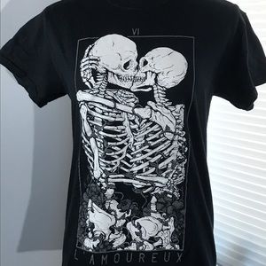 Threadless The Lovers Skeleton Graphic Print Tee